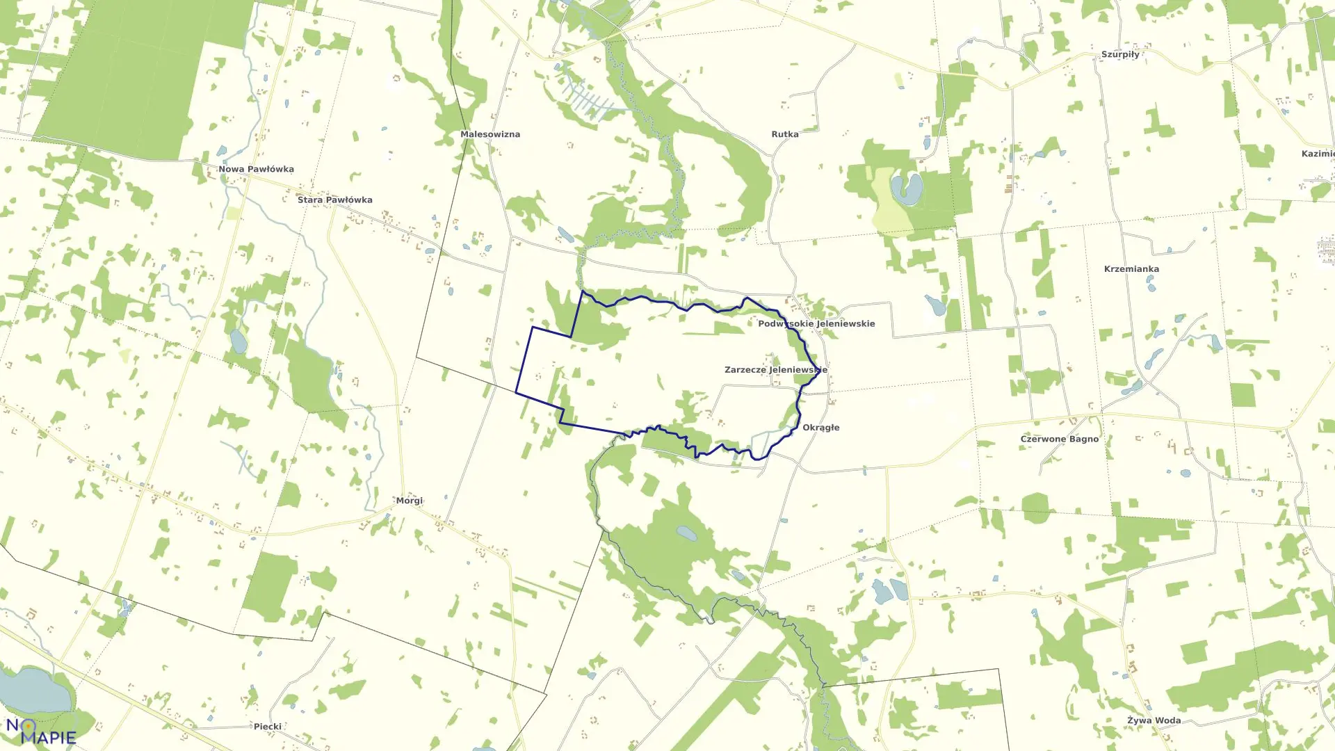 Mapa obrębu ZARZECZE JELENIEWSKIE w gminie Jeleniewo